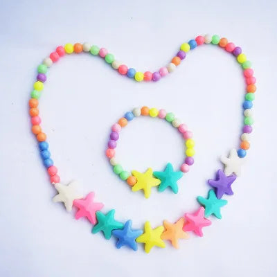 New Fashion Acrylic Bead Flower Children Necklace Color Bead Children Bracelet Necklace Set