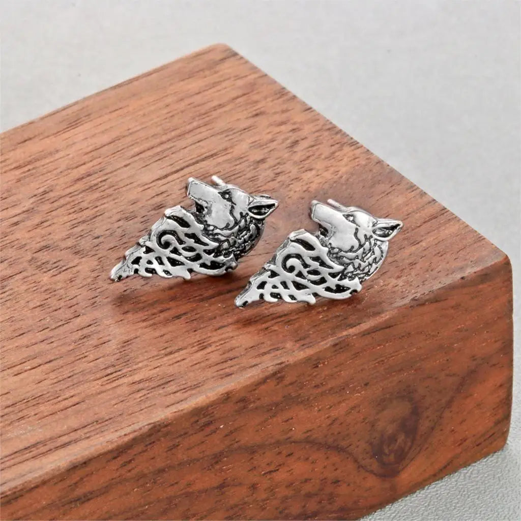 Cxwind Antique Nordic Studs Earrings Fashion Animals Viking Wolf  Ear Studs Earrings Women Men Piercing Jewelry brincos