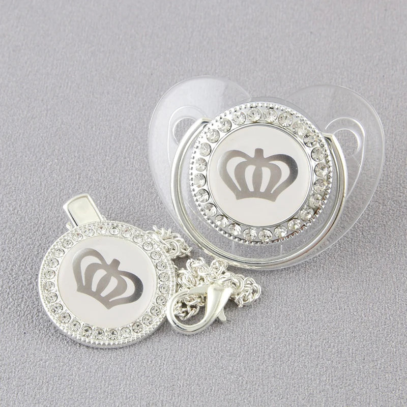 Transparent Luxury Pacifier Crown Baby Nipple Bling Dummy Silicone BPA Free Newborn Gifts Love Mum Dad 0-12 Months Free Shipping