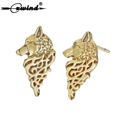 Cxwind Antique Nordic Studs Earrings Fashion Animals Viking Wolf  Ear Studs Earrings Women Men Piercing Jewelry brincos
